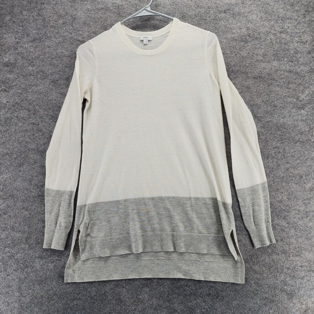 Vince Sweater Womens XS Long Sleeve White Gray